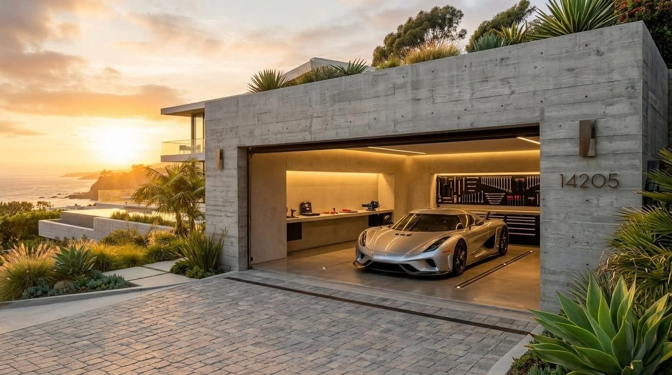 Sergio Local Garage Door Service Garage Door Gliding Open Revealing Warm Illuminated Interior